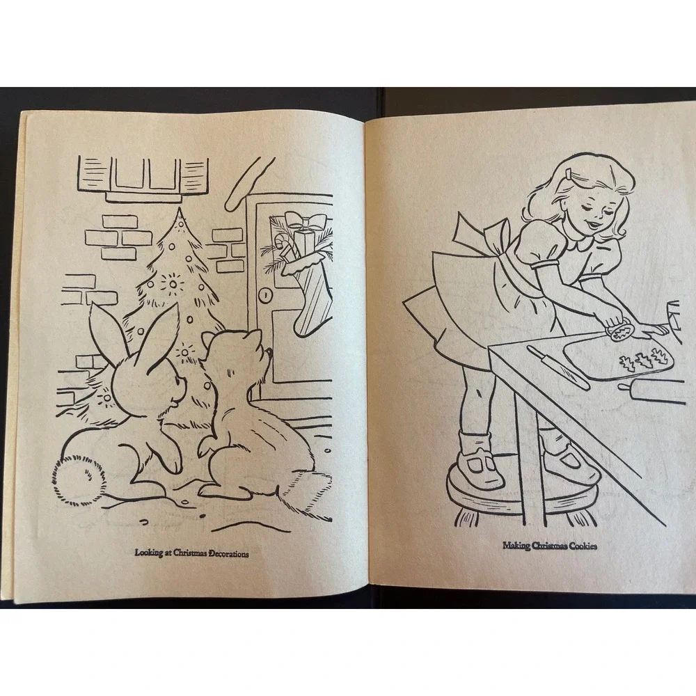 Vintage Christmas Coloring Book Santa‎ Elves Lowe Unused